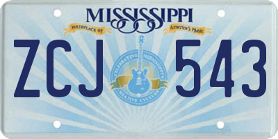 MS license plate ZCJ543