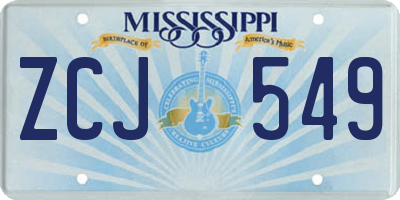MS license plate ZCJ549