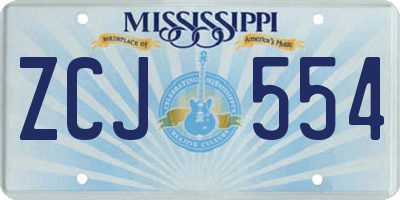 MS license plate ZCJ554