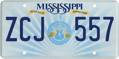 MS license plate ZCJ557