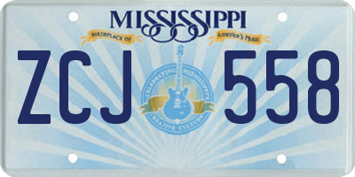 MS license plate ZCJ558