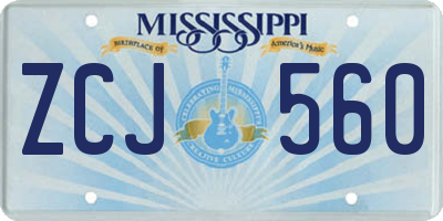 MS license plate ZCJ560