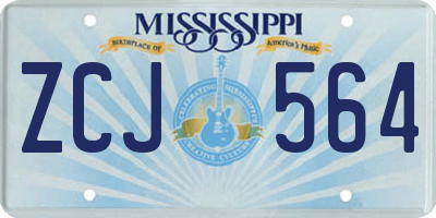 MS license plate ZCJ564