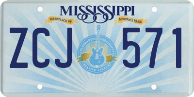 MS license plate ZCJ571