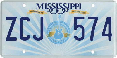 MS license plate ZCJ574