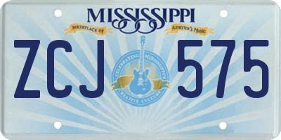 MS license plate ZCJ575