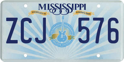 MS license plate ZCJ576