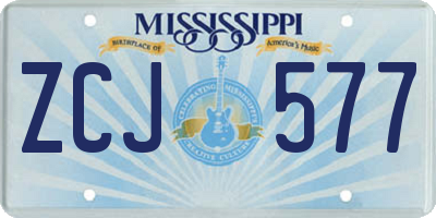 MS license plate ZCJ577