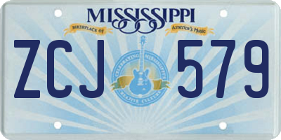 MS license plate ZCJ579