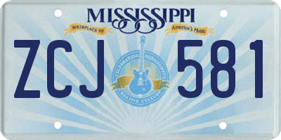 MS license plate ZCJ581