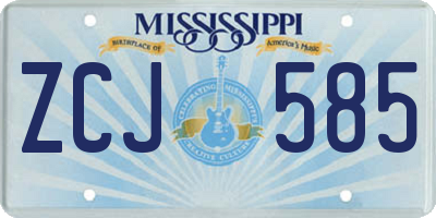 MS license plate ZCJ585