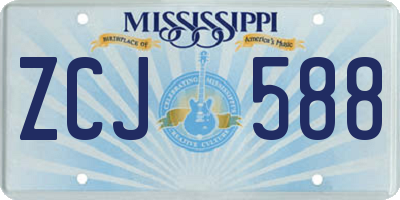 MS license plate ZCJ588
