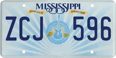 MS license plate ZCJ596