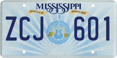 MS license plate ZCJ601