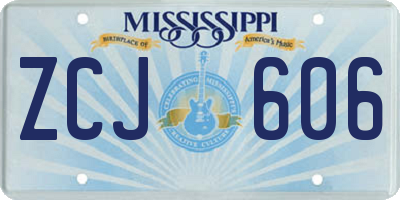 MS license plate ZCJ606