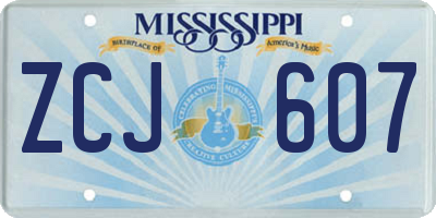 MS license plate ZCJ607