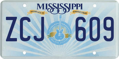 MS license plate ZCJ609