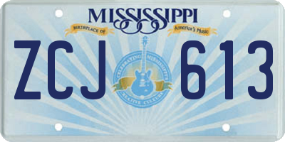 MS license plate ZCJ613