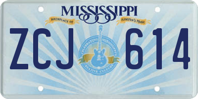 MS license plate ZCJ614
