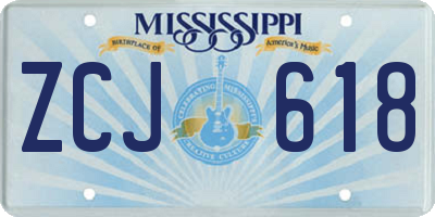 MS license plate ZCJ618