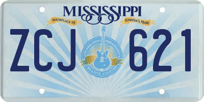 MS license plate ZCJ621
