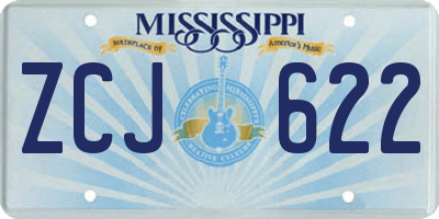 MS license plate ZCJ622