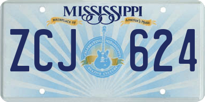 MS license plate ZCJ624