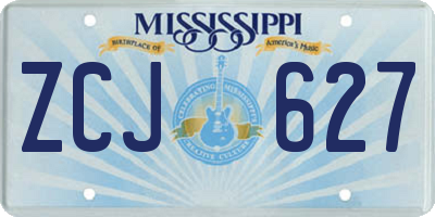 MS license plate ZCJ627
