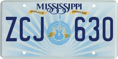 MS license plate ZCJ630