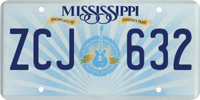 MS license plate ZCJ632