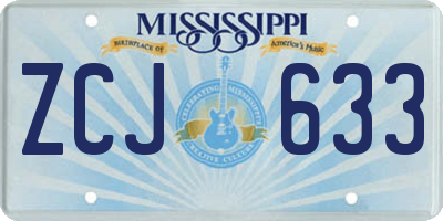 MS license plate ZCJ633