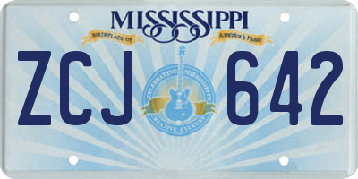 MS license plate ZCJ642