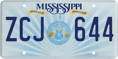 MS license plate ZCJ644