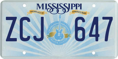 MS license plate ZCJ647