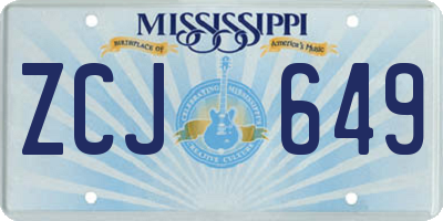 MS license plate ZCJ649