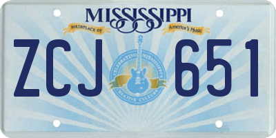MS license plate ZCJ651