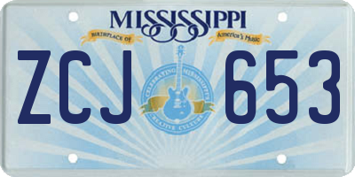 MS license plate ZCJ653