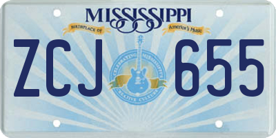 MS license plate ZCJ655
