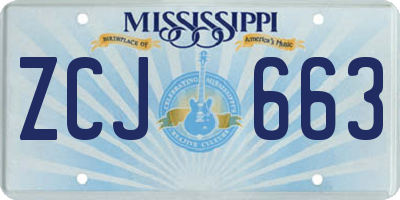 MS license plate ZCJ663