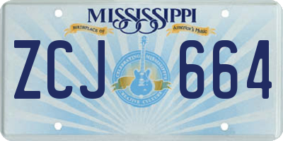 MS license plate ZCJ664