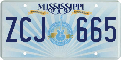 MS license plate ZCJ665