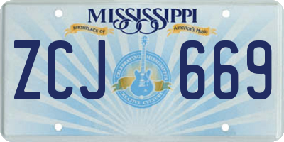 MS license plate ZCJ669