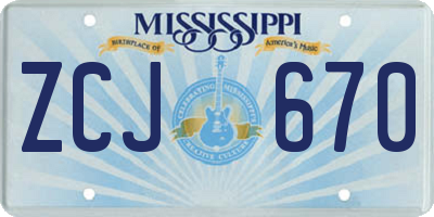 MS license plate ZCJ670
