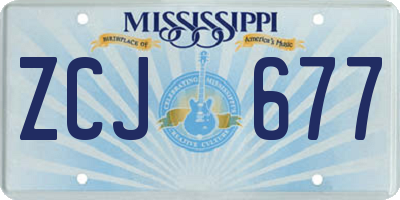 MS license plate ZCJ677