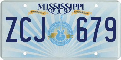 MS license plate ZCJ679