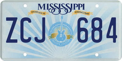 MS license plate ZCJ684