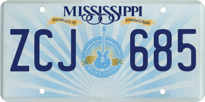 MS license plate ZCJ685