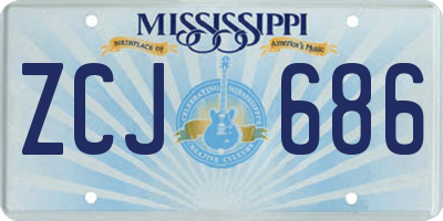 MS license plate ZCJ686