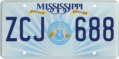 MS license plate ZCJ688