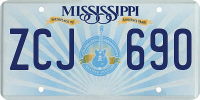MS license plate ZCJ690